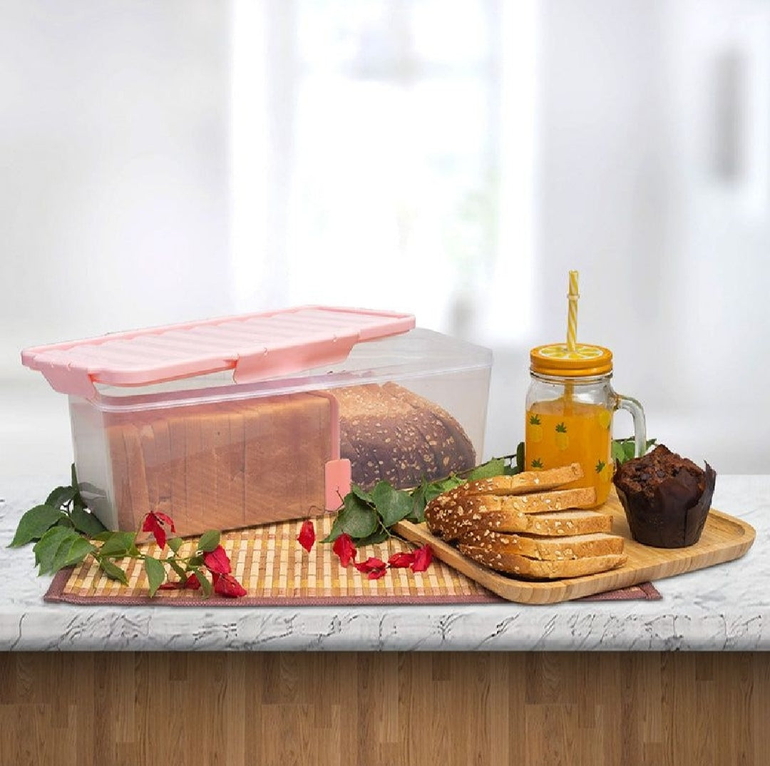 SHOPLIX™_Bread Container Box- Red Storage Bin Loaf Bread Holder,Plastic Boxes for Bread Keeper, Cake Storage Saver,Kitchen Counter Airtight Bread Storage Containers Freezer Containers For Bread